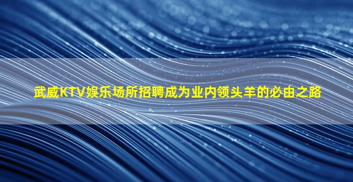 武威KTV娱乐场所招聘成为业内领头羊的必由之路